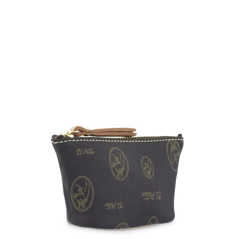 El potro Monedero mujer en lona y piel vacuno color marrón - Vintage Ventas relámpago