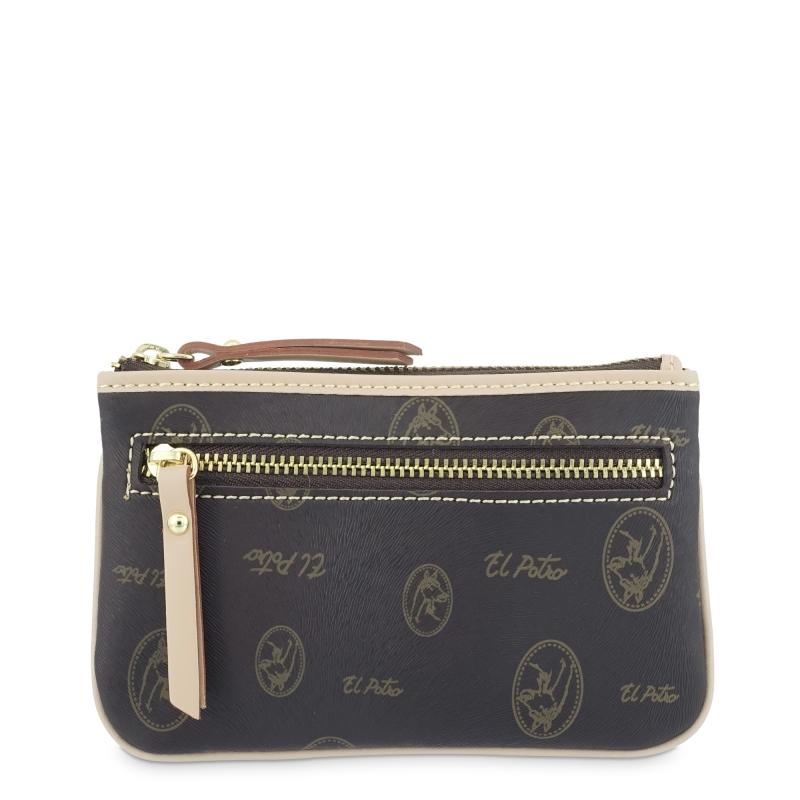 El potro Monedero mujer en lona y piel vacuno color marrón - Vintage Descuento