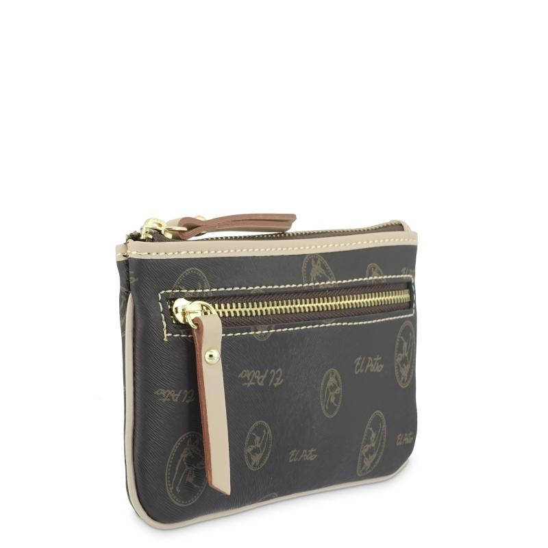 El potro Monedero mujer en lona y piel vacuno color marrón - Vintage Descuento