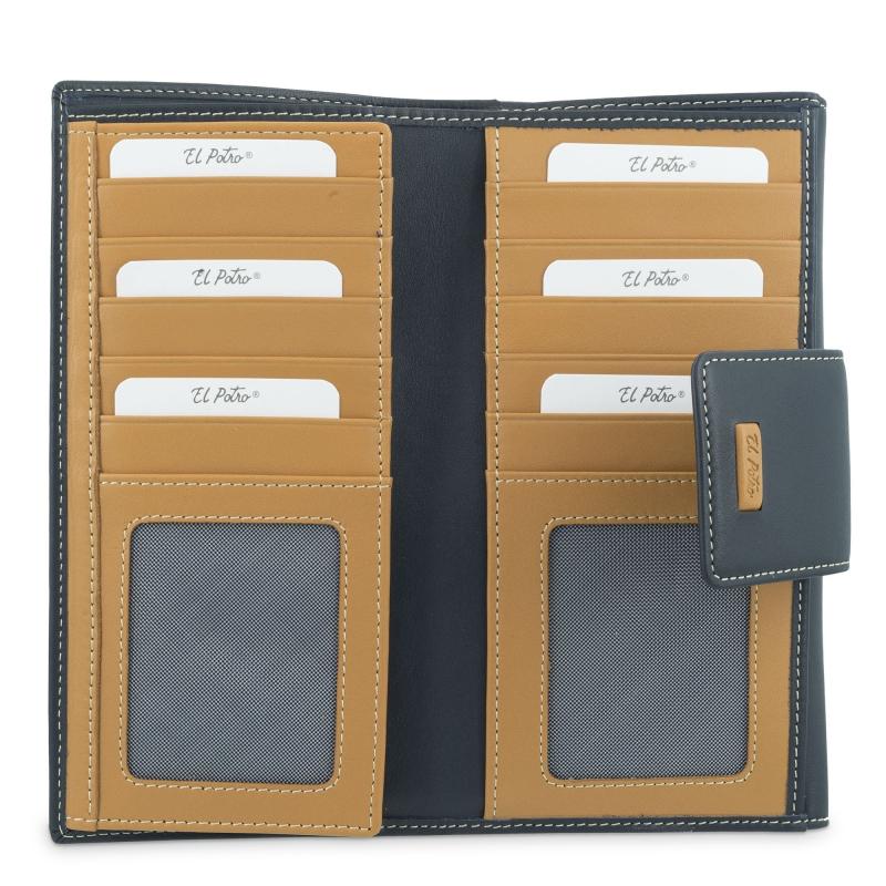 El potro Cartera grande mujer en piel vacuno color azul-El Potro Tienda