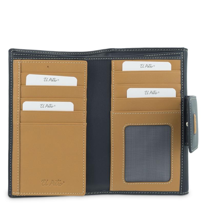 El potro Cartera mediana mujer en piel vacuno color azul-El Potro Liquidación