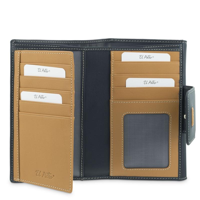 El potro Cartera mediana mujer en piel vacuno color azul-El Potro Liquidación
