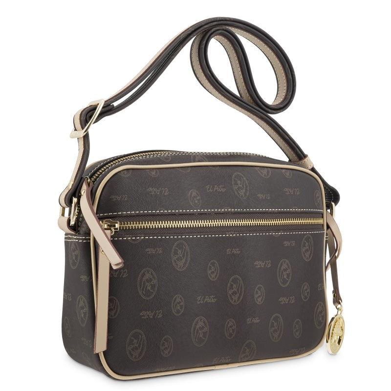 El potro Bolso bandolera mujer en lona y piel vacuno color marrón - Vintage Últimos 3 días