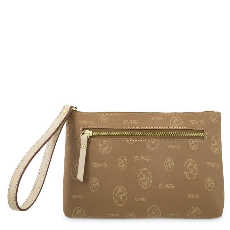 El potro Carpeta mujer en lona y piel vacuno color cuero - Vintage ÚLTIMAS EDICIONES