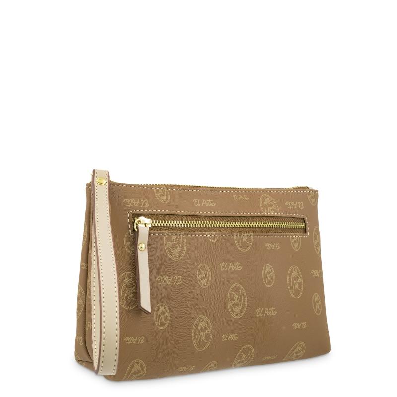 El potro Carpeta mujer en lona y piel vacuno color cuero - Vintage ÚLTIMAS EDICIONES