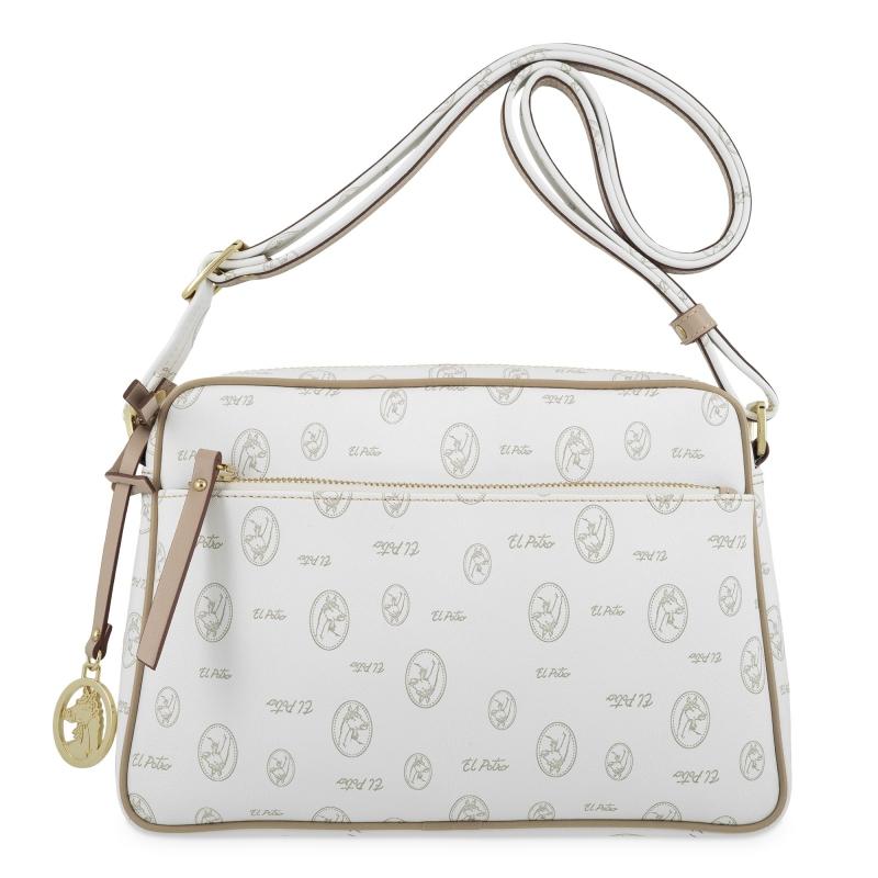 El potro Bolso Bandolera mujer en lona y piel vacuno color blanco - Vintage