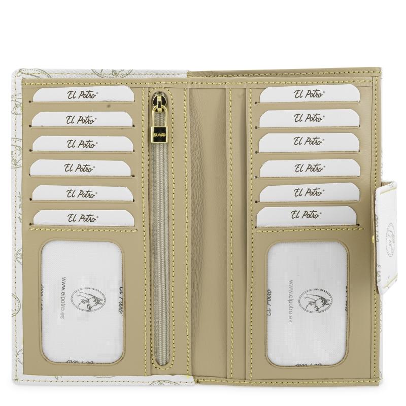 El potro Cartera grande mujer en lona y piel vacuno color blanco- Vintage Precios de Black Friday