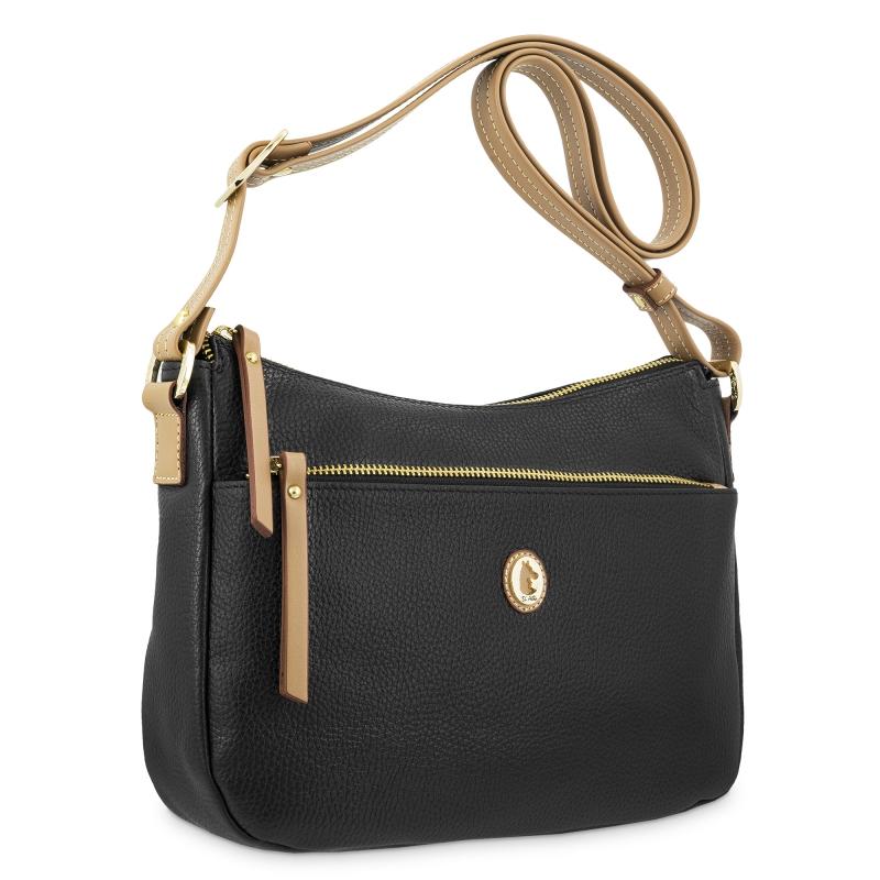 El potro Bolso bandolera de mujer en piel vacuno color negro - Oasis En oferta