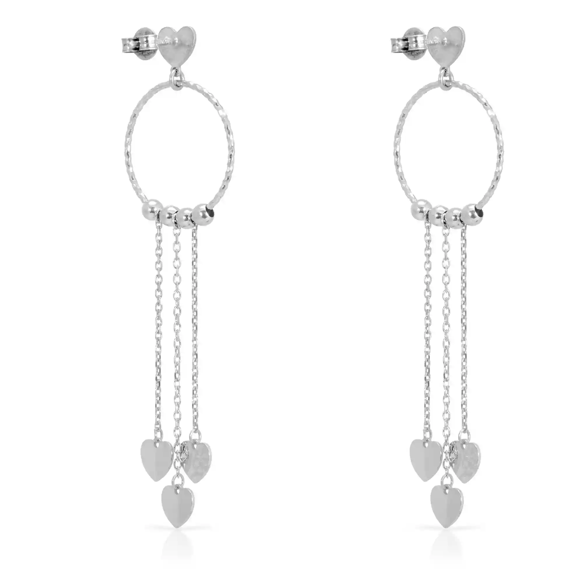Firenze artegiani Pendiente de Plata de Ley 925 con aro y tres corazones Oferta exclusiva
