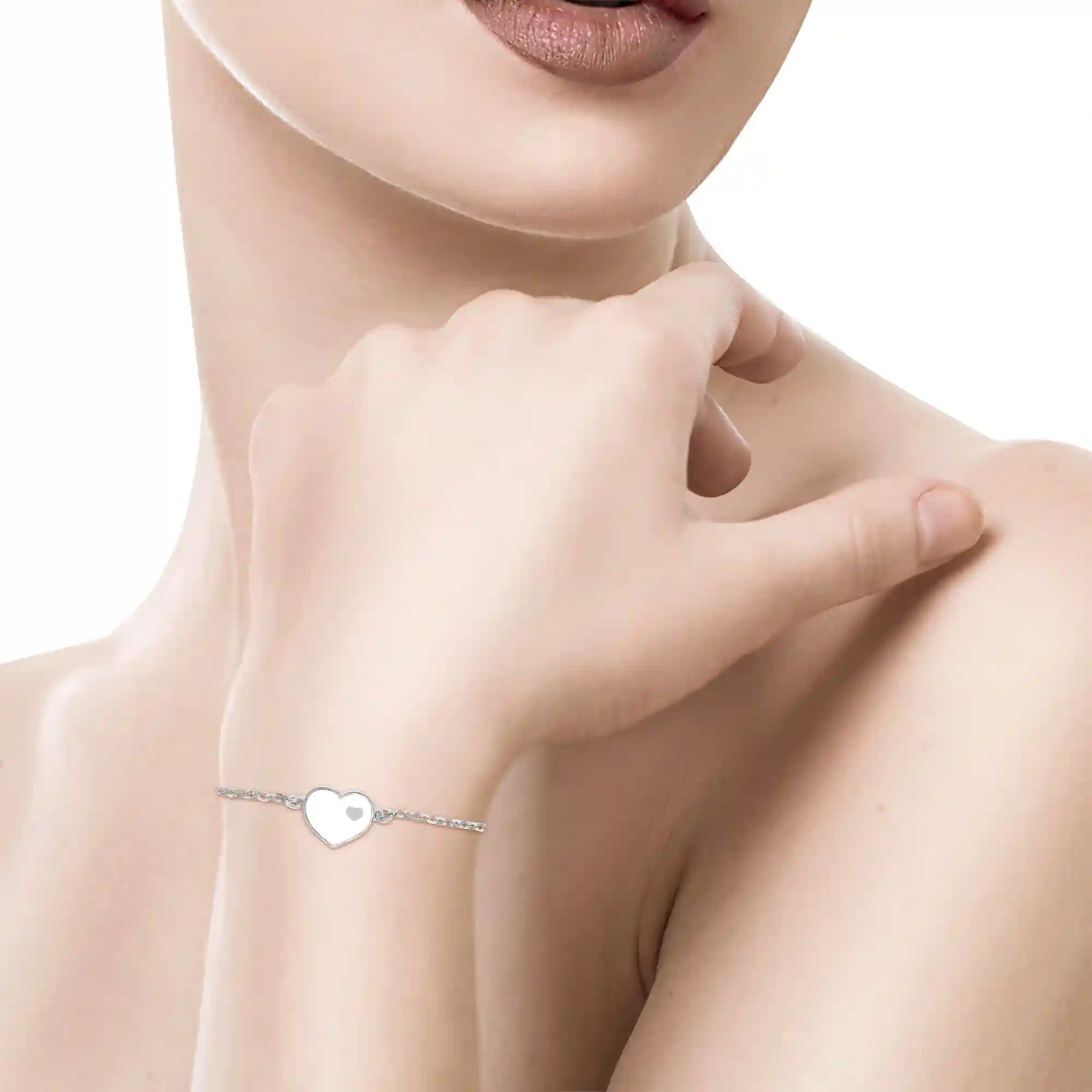 Firenze artegiani Pulsera de Plata de Ley 925 con forma exterior de corazón Última moda