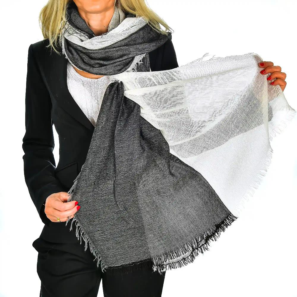 Firenze artegiani Fular bufanda bicolor doble solapa modal y lana. Made in Italy Gran oferta