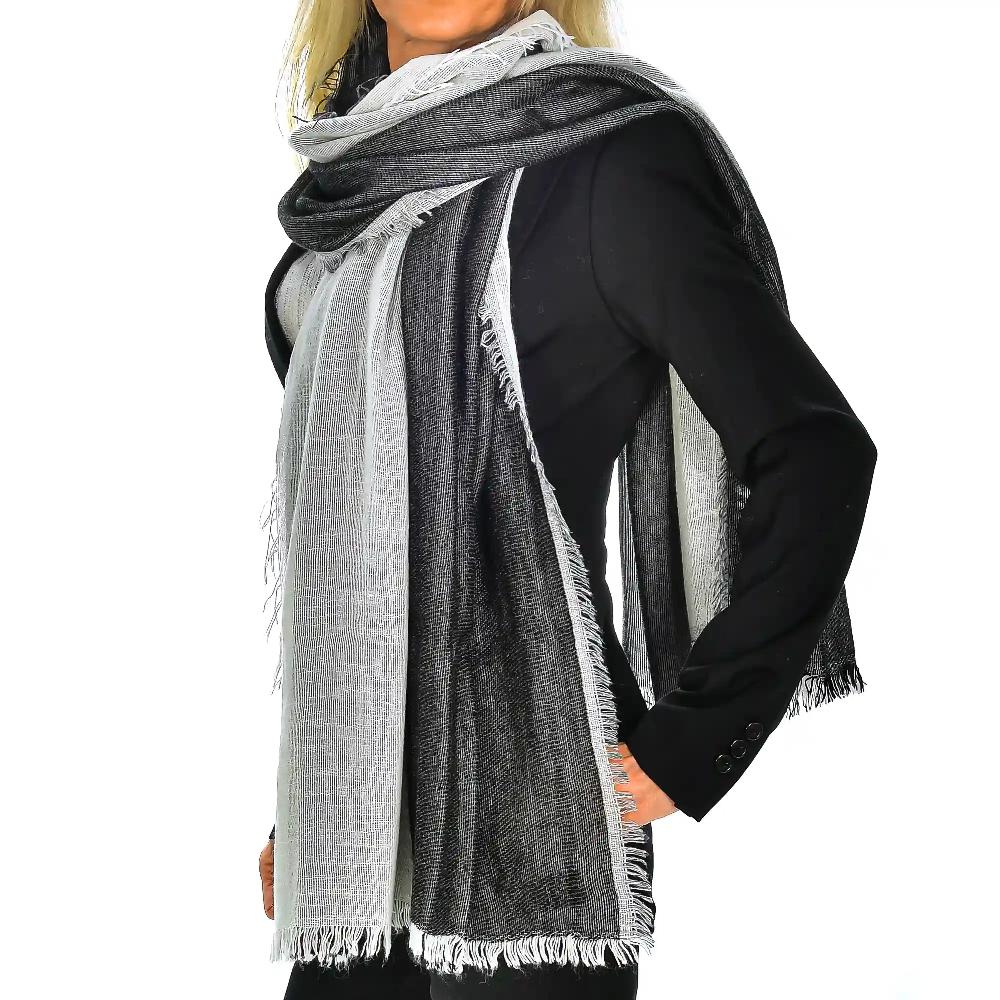 Firenze artegiani Fular bufanda bicolor doble solapa modal y lana. Made in Italy Gran oferta