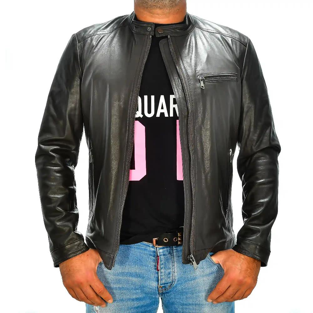 Firenze artegiani Chaqueta de hombre de piel auténtica Rebajas baratas