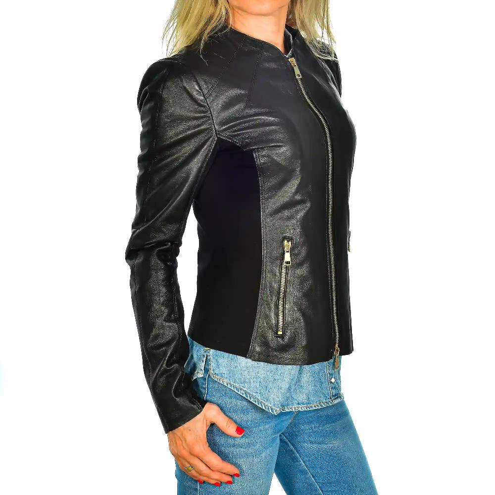 Firenze artegiani Chaqueta entallada de mujer de piel auténtica Rebajas de fábrica