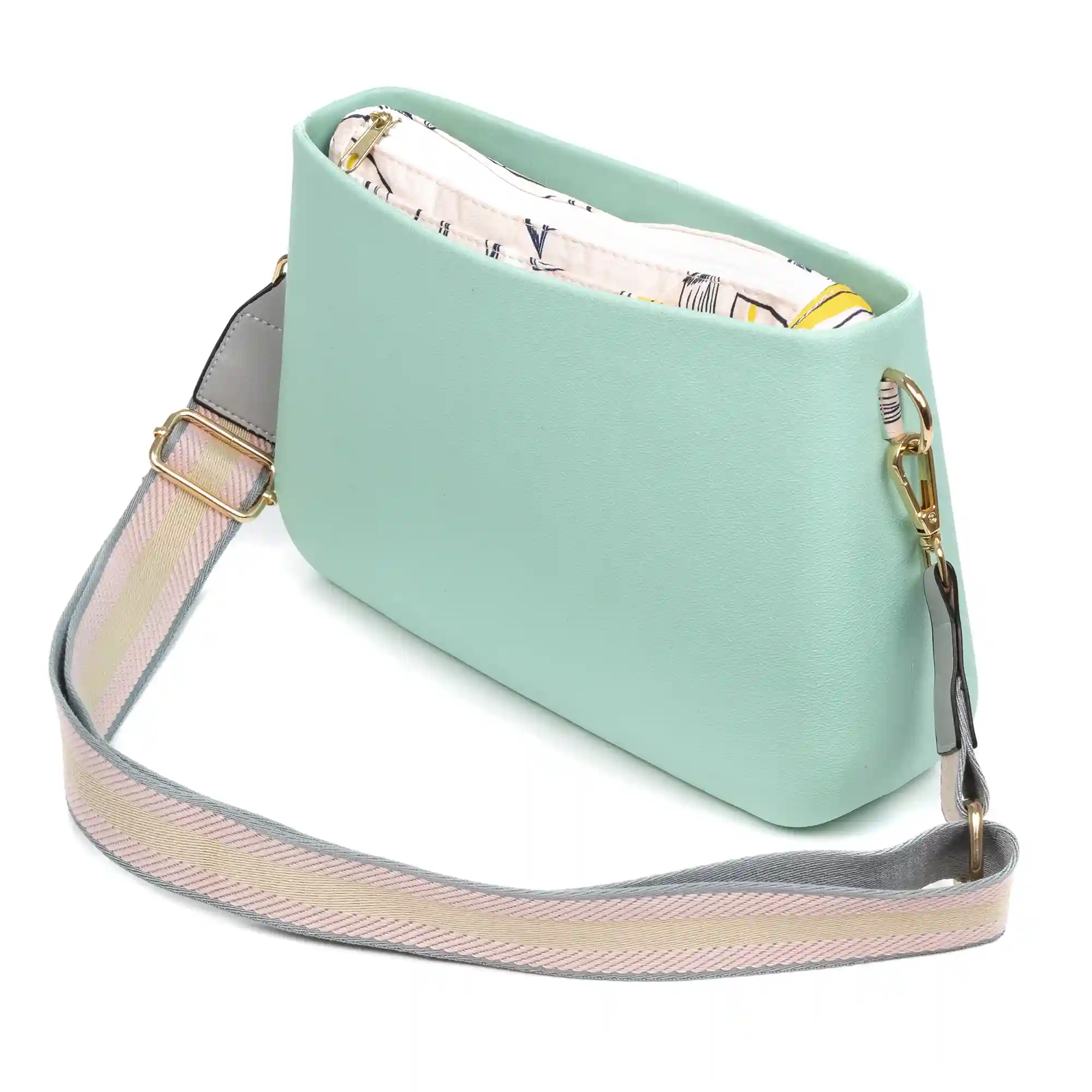 Firenze artegiani Villareggia bolso bandolera de goma eva con correa ajustable y bolsa interior estampada. Correa y bolsa interior intercambiables Tienda