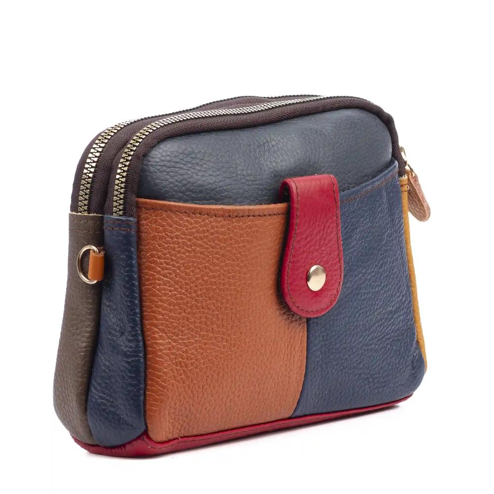Firenze artegiani Attigliano bolso bandolera en piel auténtica Dollaro. Colores combinados aleatorios Oferta especial