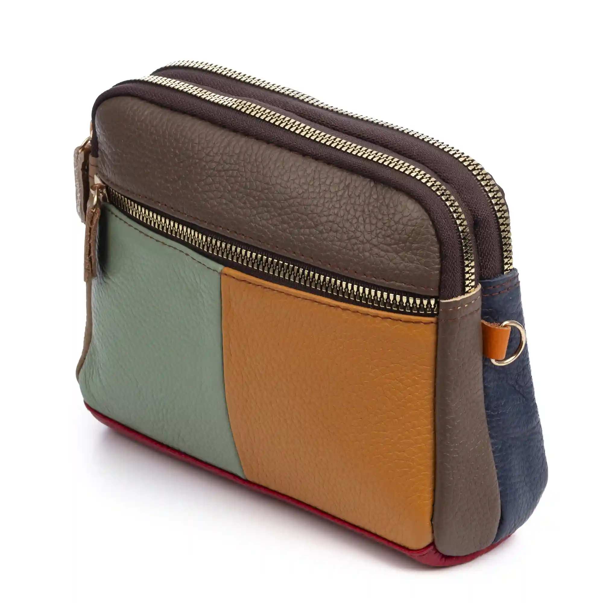 Firenze artegiani Attigliano bolso bandolera en piel auténtica Dollaro. Colores combinados aleatorios Oferta especial