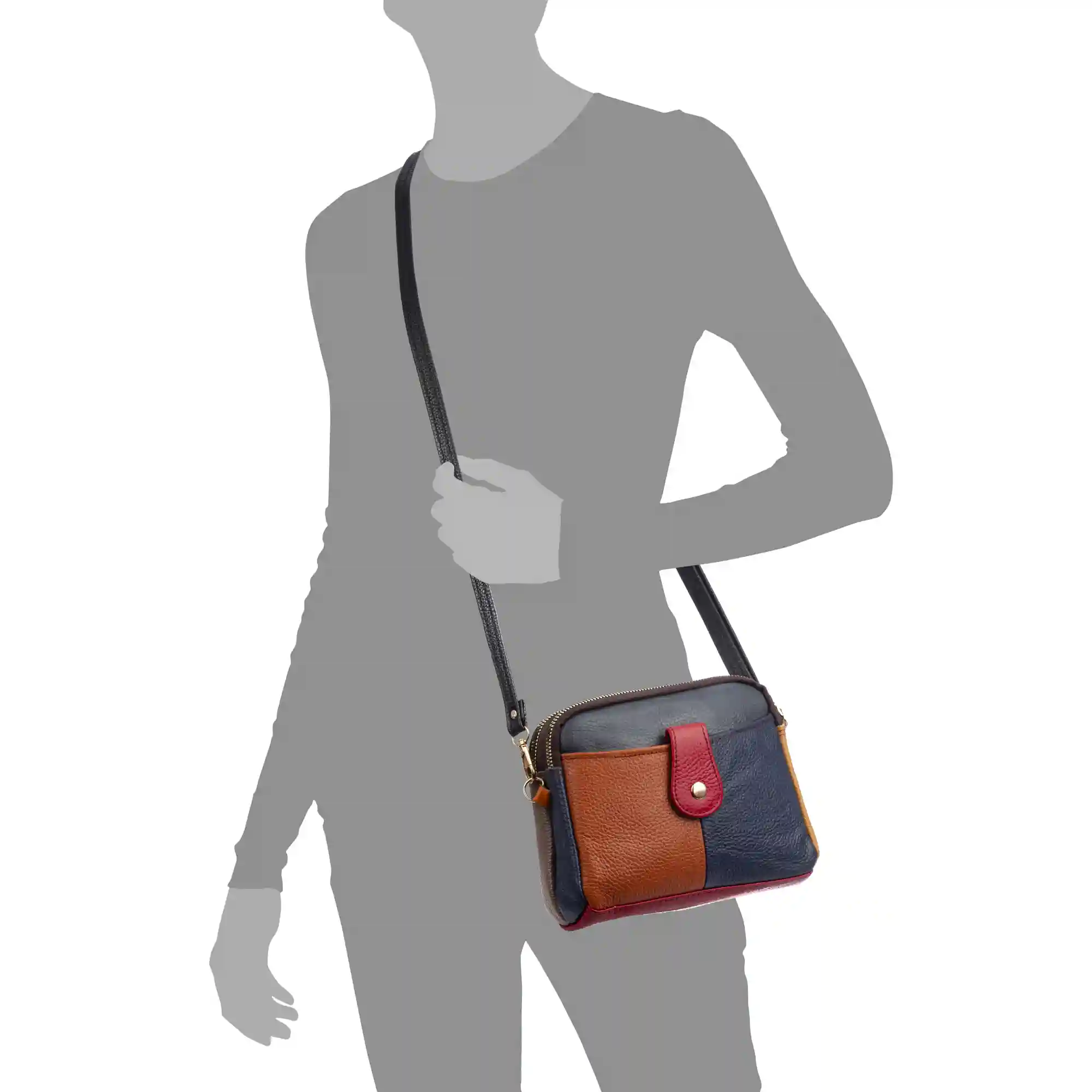Firenze artegiani Attigliano bolso bandolera en piel auténtica Dollaro. Colores combinados aleatorios Oferta especial
