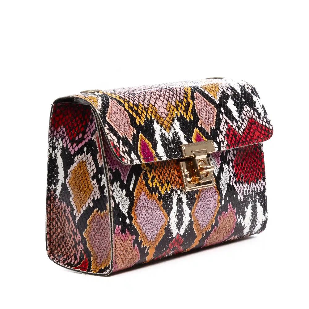 Firenze artegiani Foglio bolso bandolera mujer. Estampado pitón multicolor Promoción por tiempo limitado