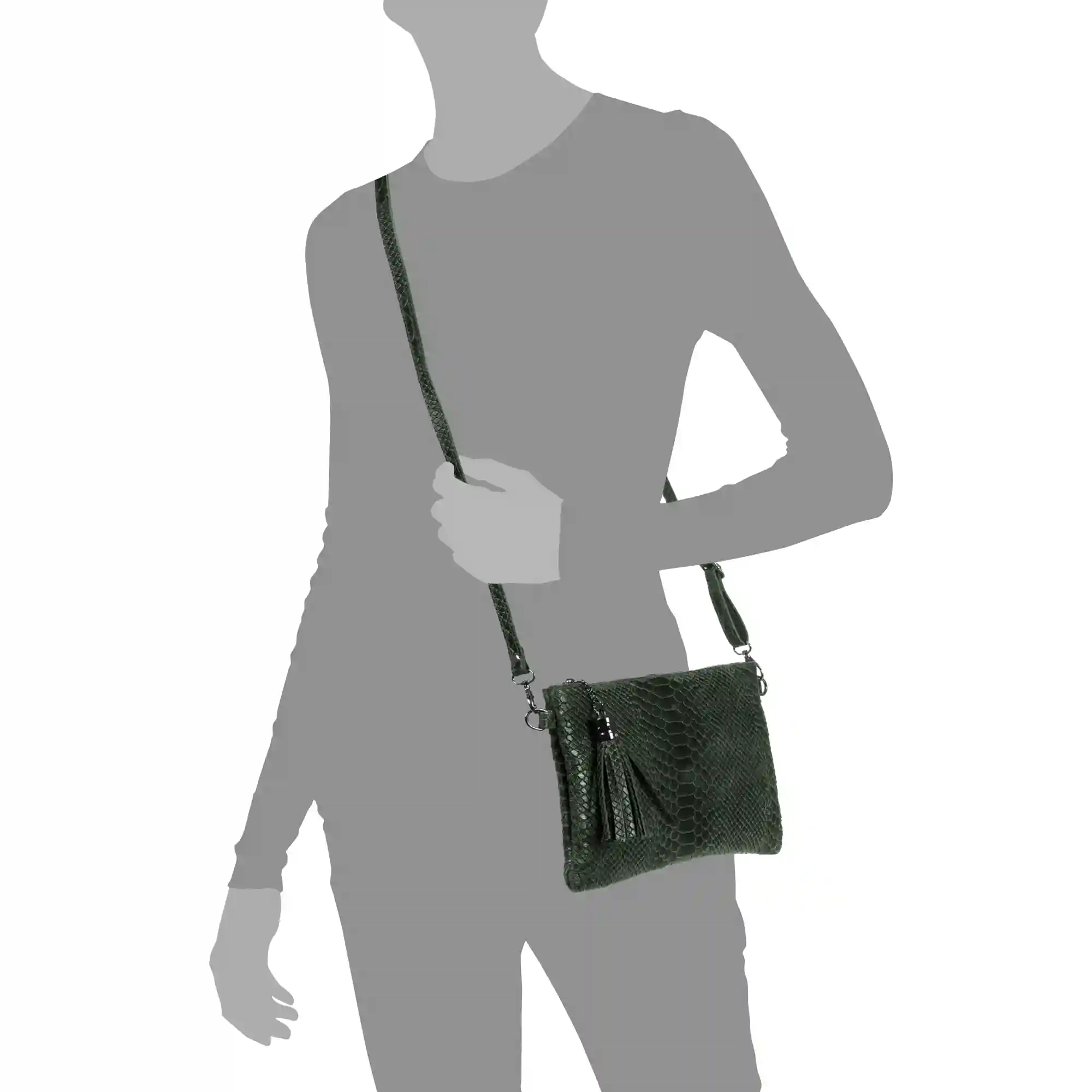 Firenze artegiani Ermine Bolso bandolera Mujer.Piel auténtica Gamuza Grabado Serpiente Solo hoy