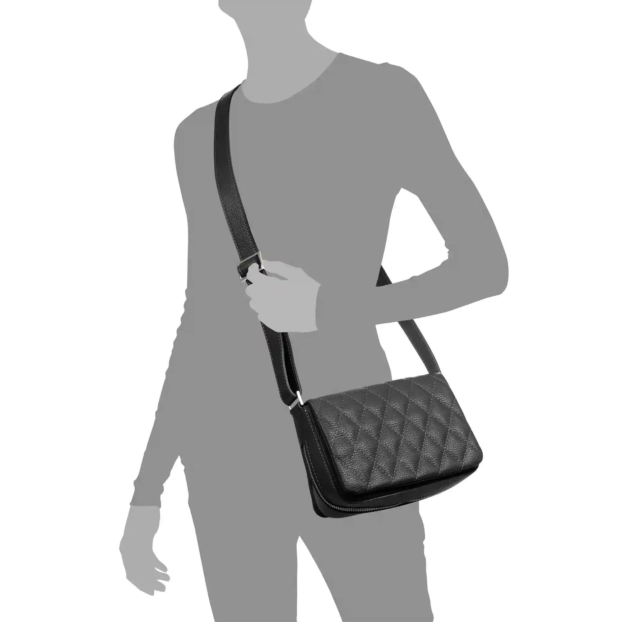 Firenze artegiani Argentera bolso de hombro mujer. Piel auténtica Dollaro con costuras diseño geométrico Grandes descuentos