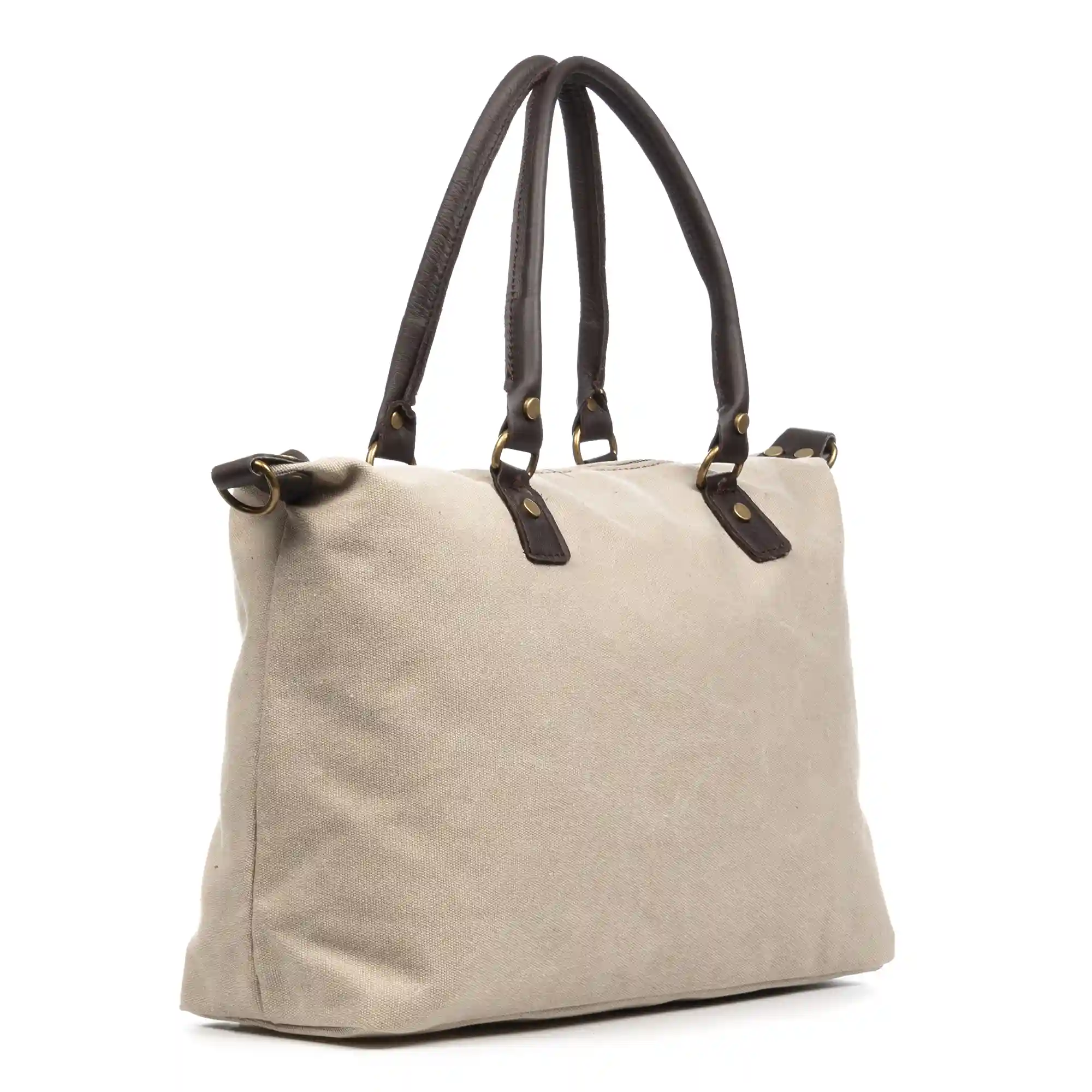 Firenze artegiani Apricena bolso de hombro mujer. Lona premium con asas y detalles en piel auténtica Libre de impuestos