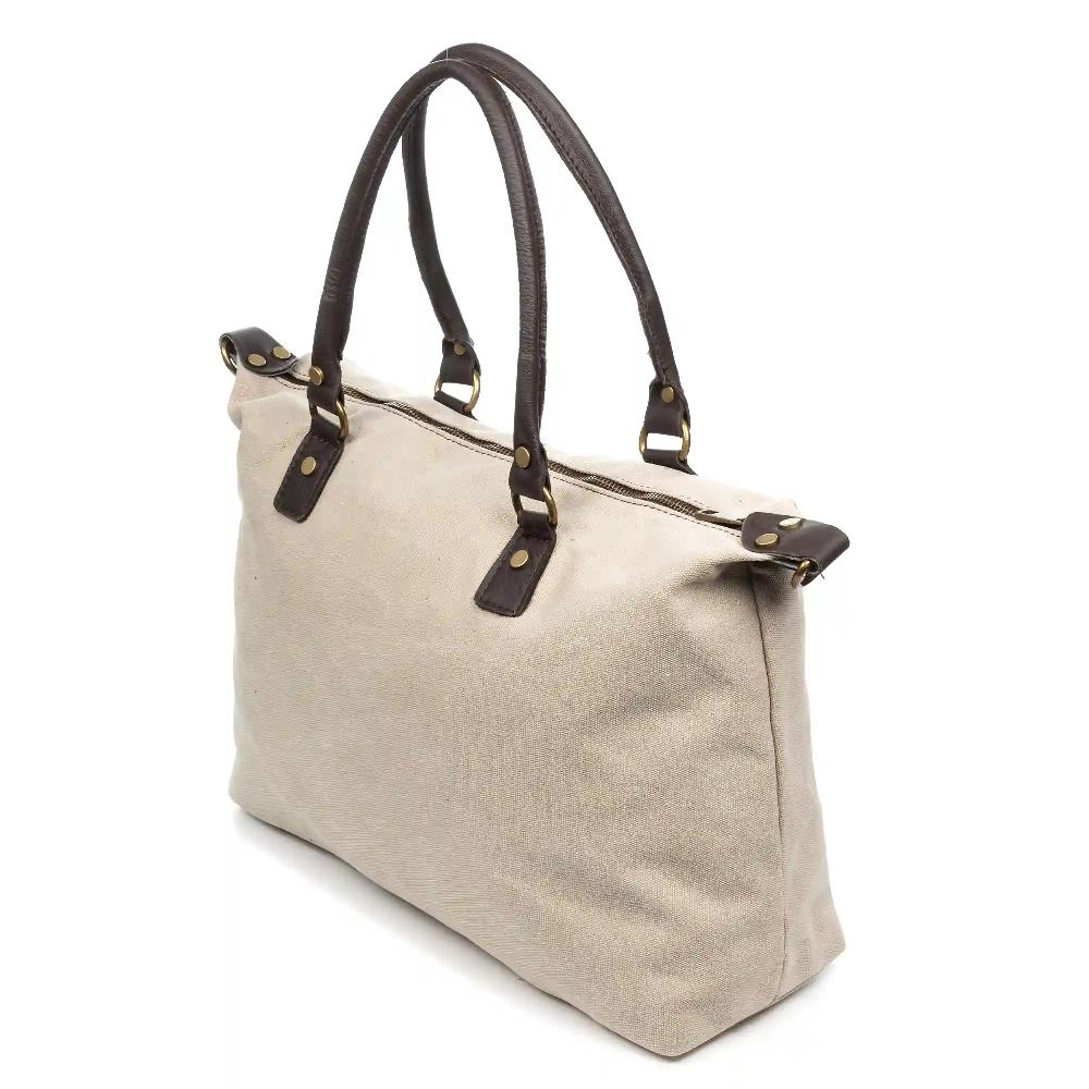 Firenze artegiani Apricena bolso de hombro mujer. Lona premium con asas y detalles en piel auténtica Libre de impuestos