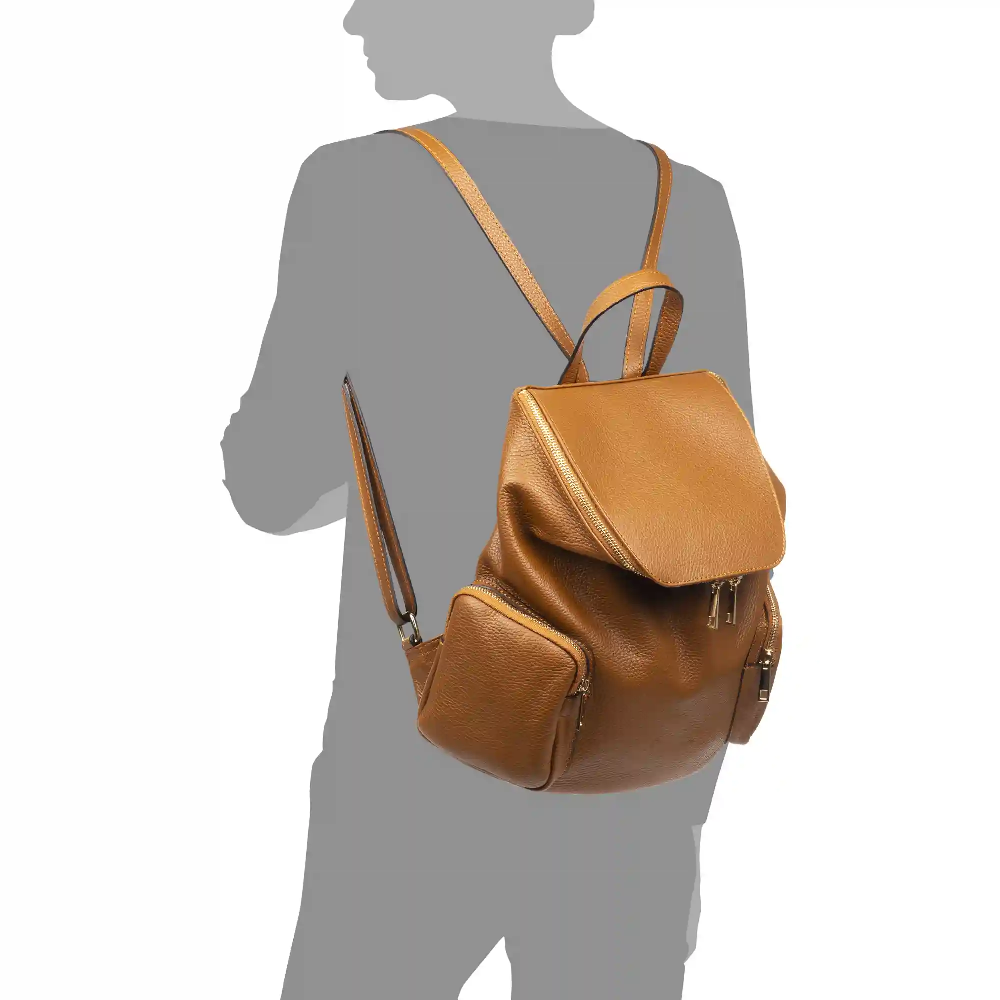Firenze artegiani Agnosine Bolso Mochila mujer. Piel auténtica Dollaro Últimos 3 días