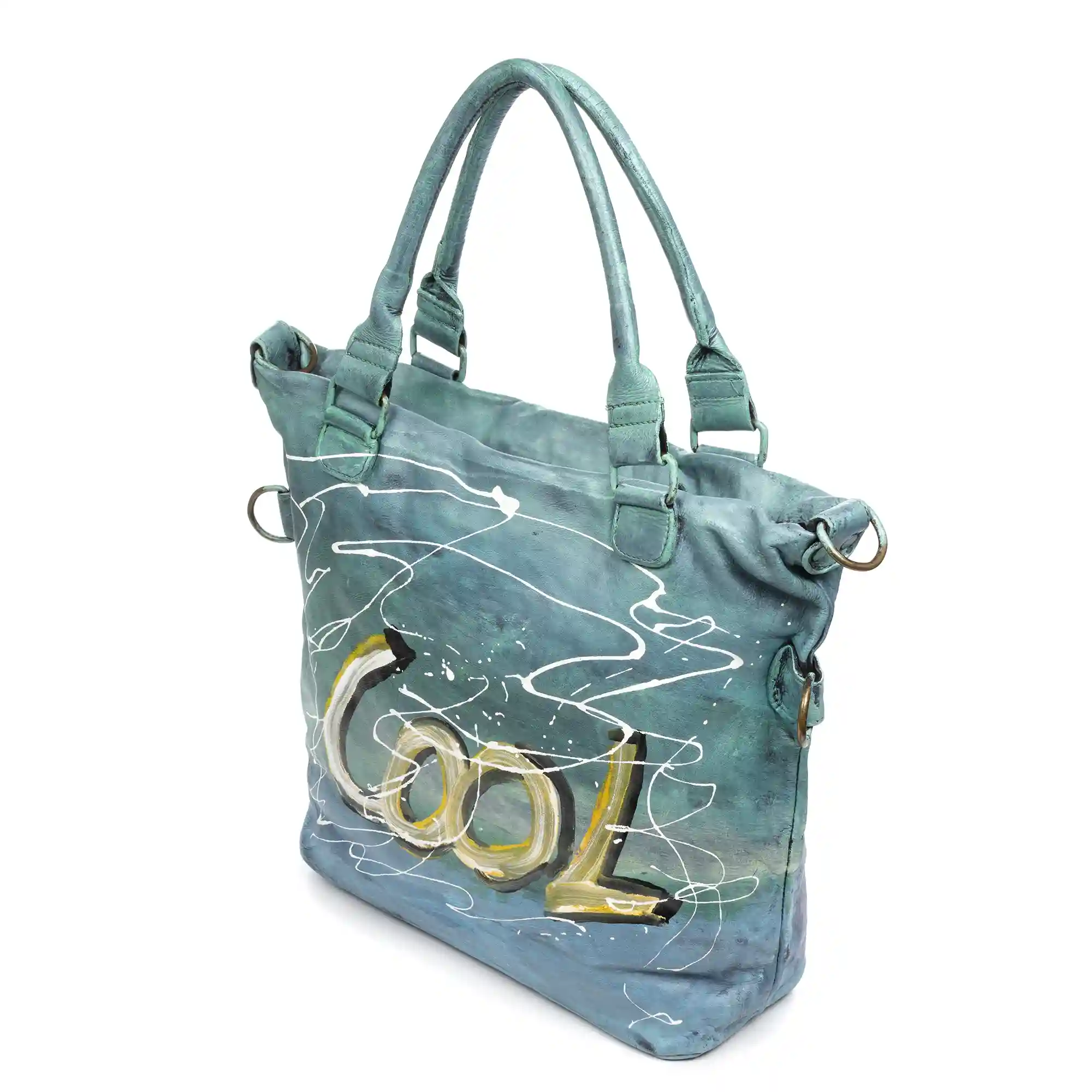 Firenze artegiani Anterivo bolso shopper mujer. Piel auténtica acabado Sauvage pintado a mano Liquidación