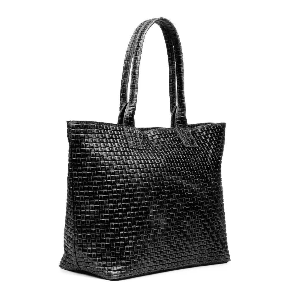 Firenze artegiani Albisola bolso de hombro de mujer. Piel auténtica acabado Gamuza grabado entrelazado Libre de impuestos