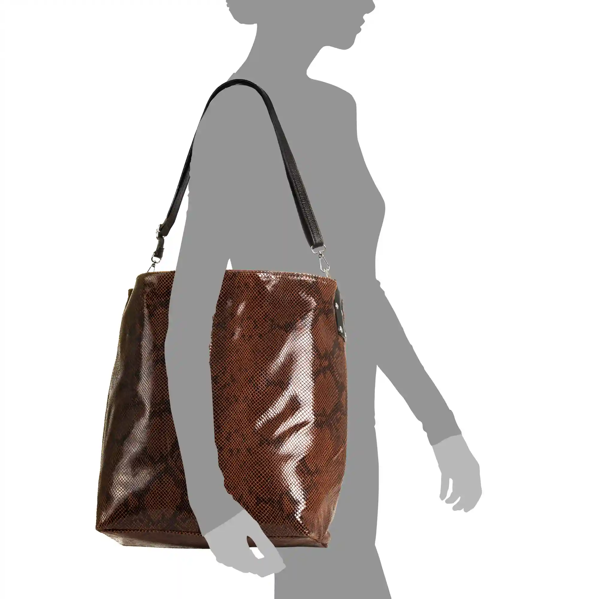 Firenze artegiani Alagna Bolso Shopper Mujer.Piel auténtica Gamuza Estampado Serpiente Oferta exclusiva