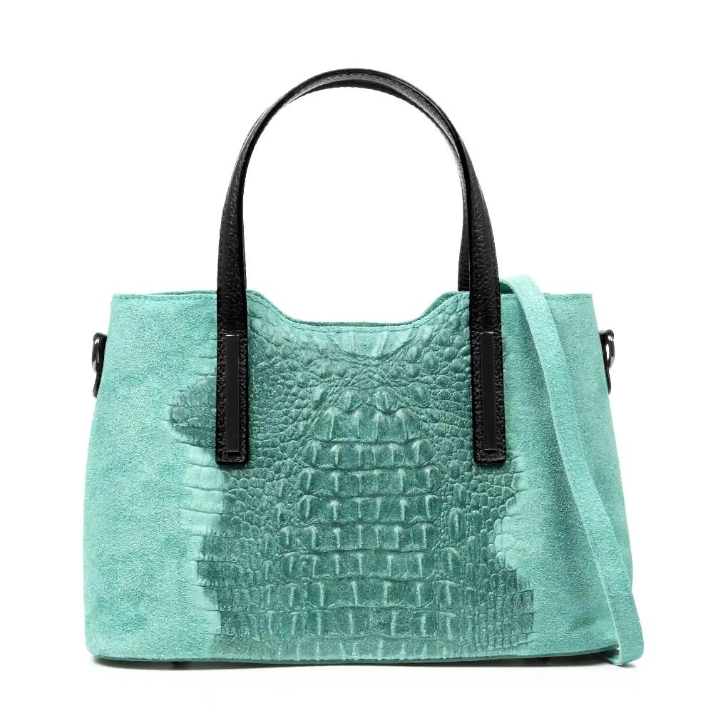 Firenze artegiani Fiesole bolso tote Mujer. Piel auténtica Gamuza Grabado Cocodrilo