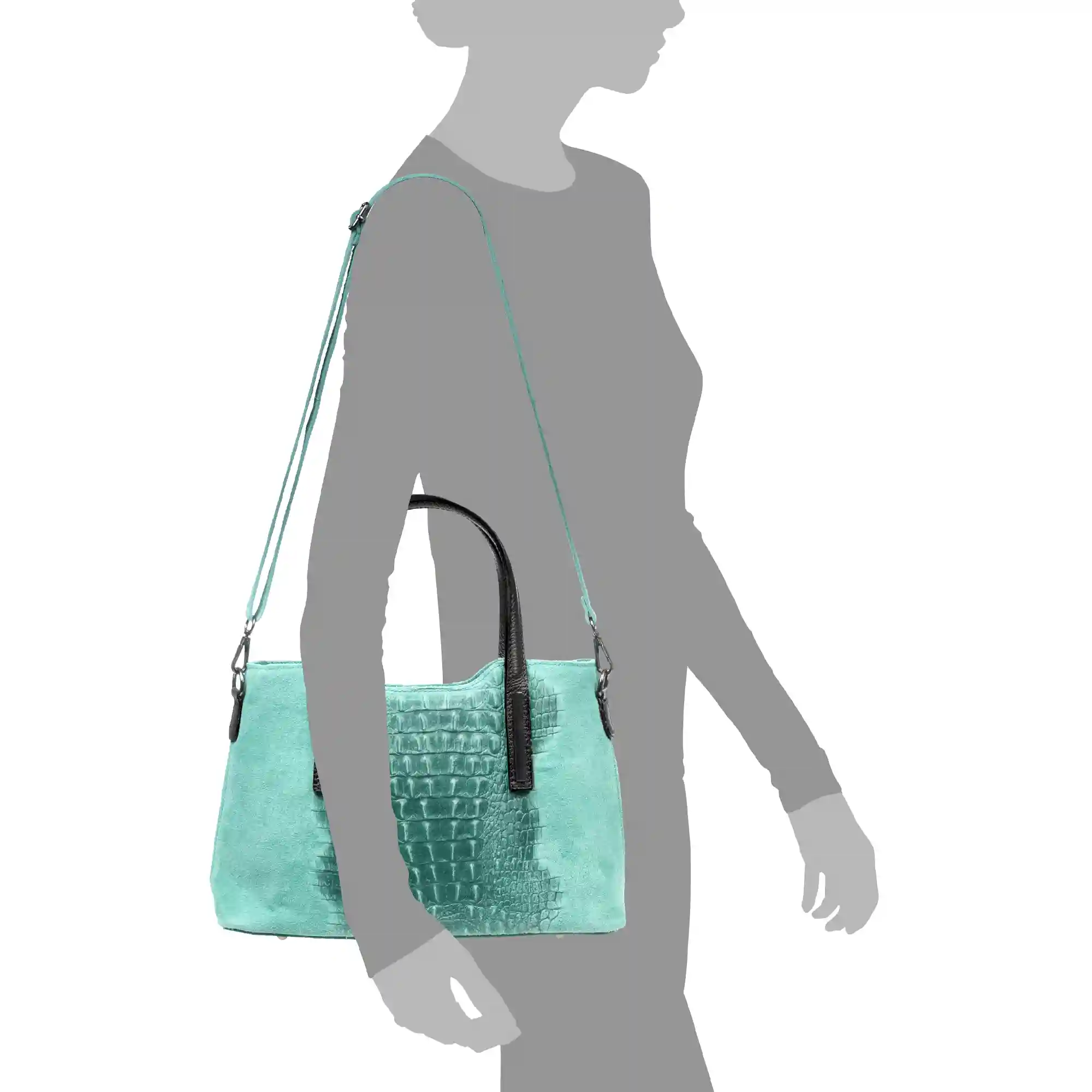 Firenze artegiani Fiesole bolso tote Mujer. Piel auténtica Gamuza Grabado Cocodrilo Los más vendidos