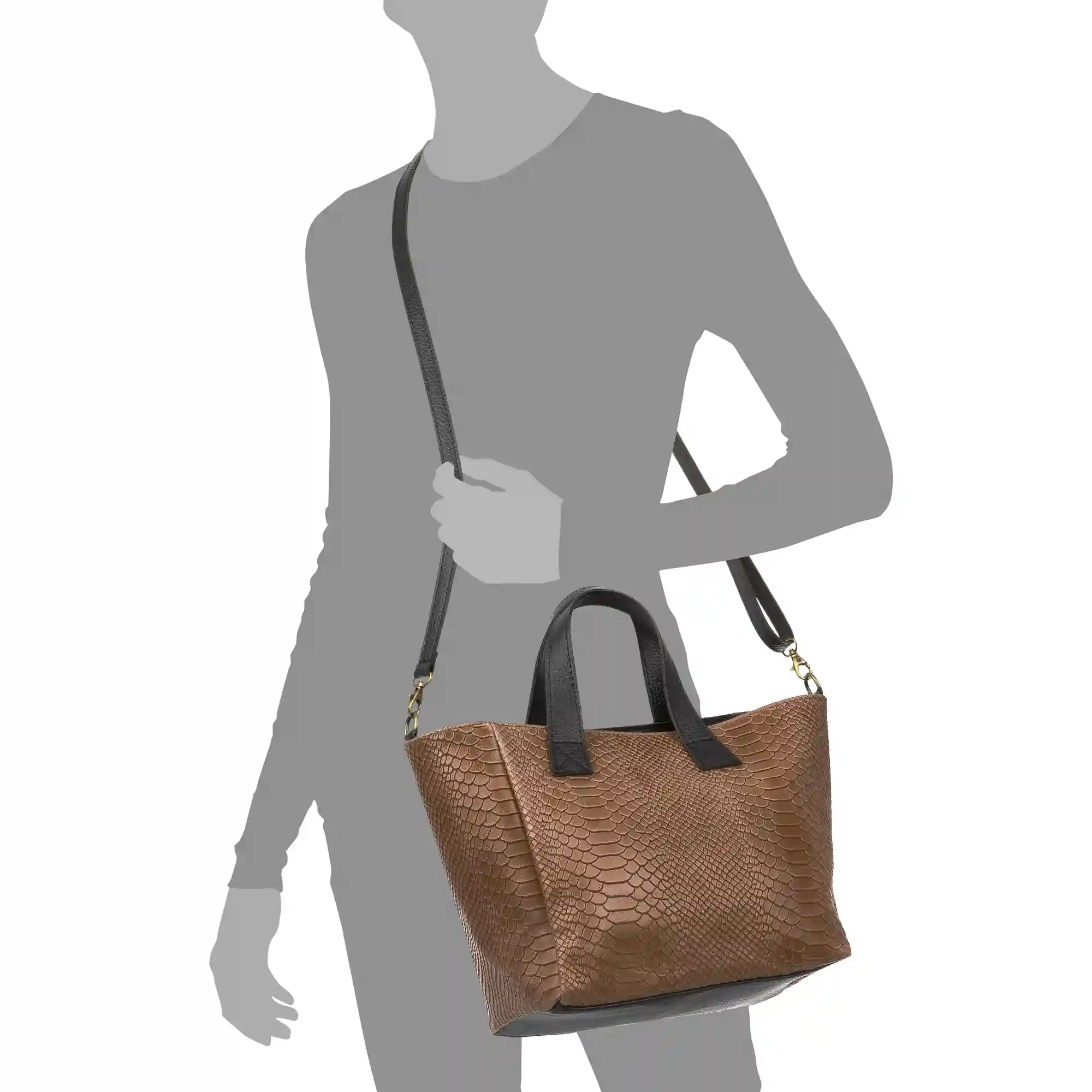 Firenze artegiani Cassandra bolso tote mujer. Piel auténtica Gamuza grabado serpiente Ventas relámpago