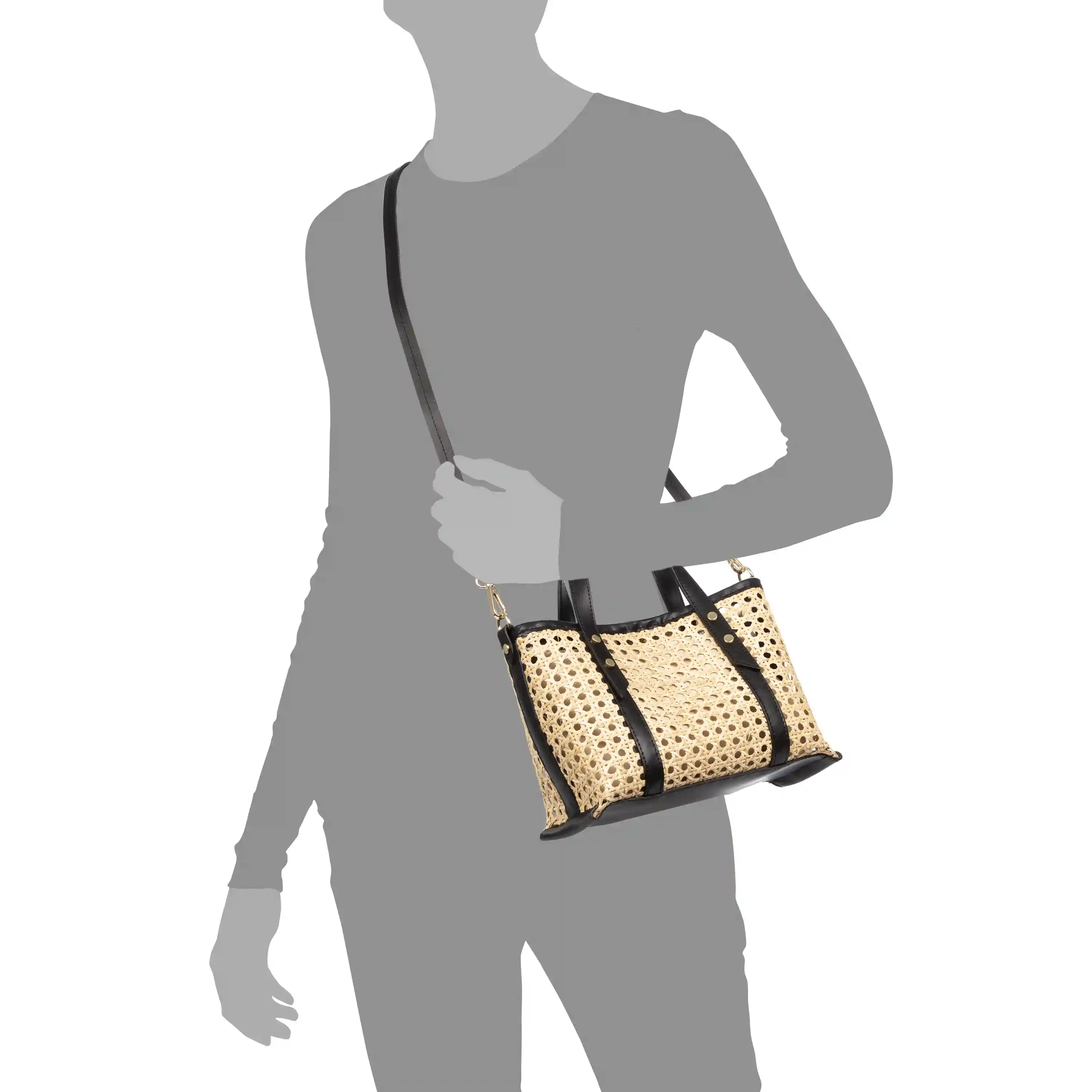 Firenze artegiani Apollosa bolso Tote mujer. Piel auténtica combinada con cáñamo Tienda