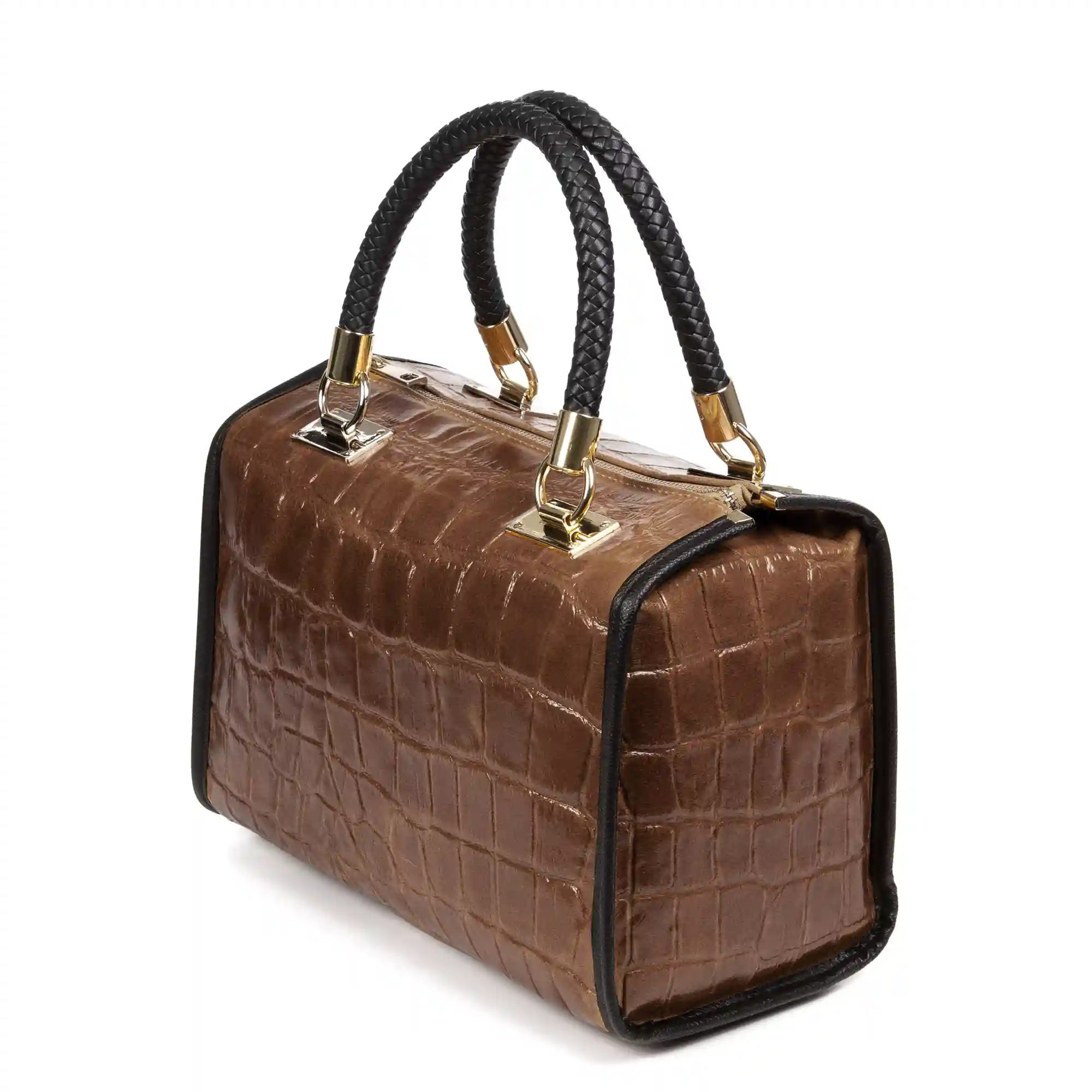 Firenze artegiani Catena Bolso tote Mujer. Piel auténtica Gamuza Grabado Cocodrilo Grande Tienda