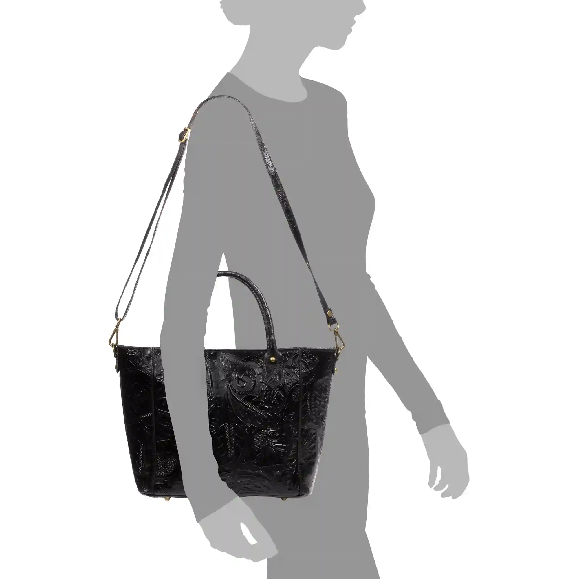 Firenze artegiani Donna Bolso tote Mujer. Piel auténtica Gamuza Grabado Arabesco Mejor oferta