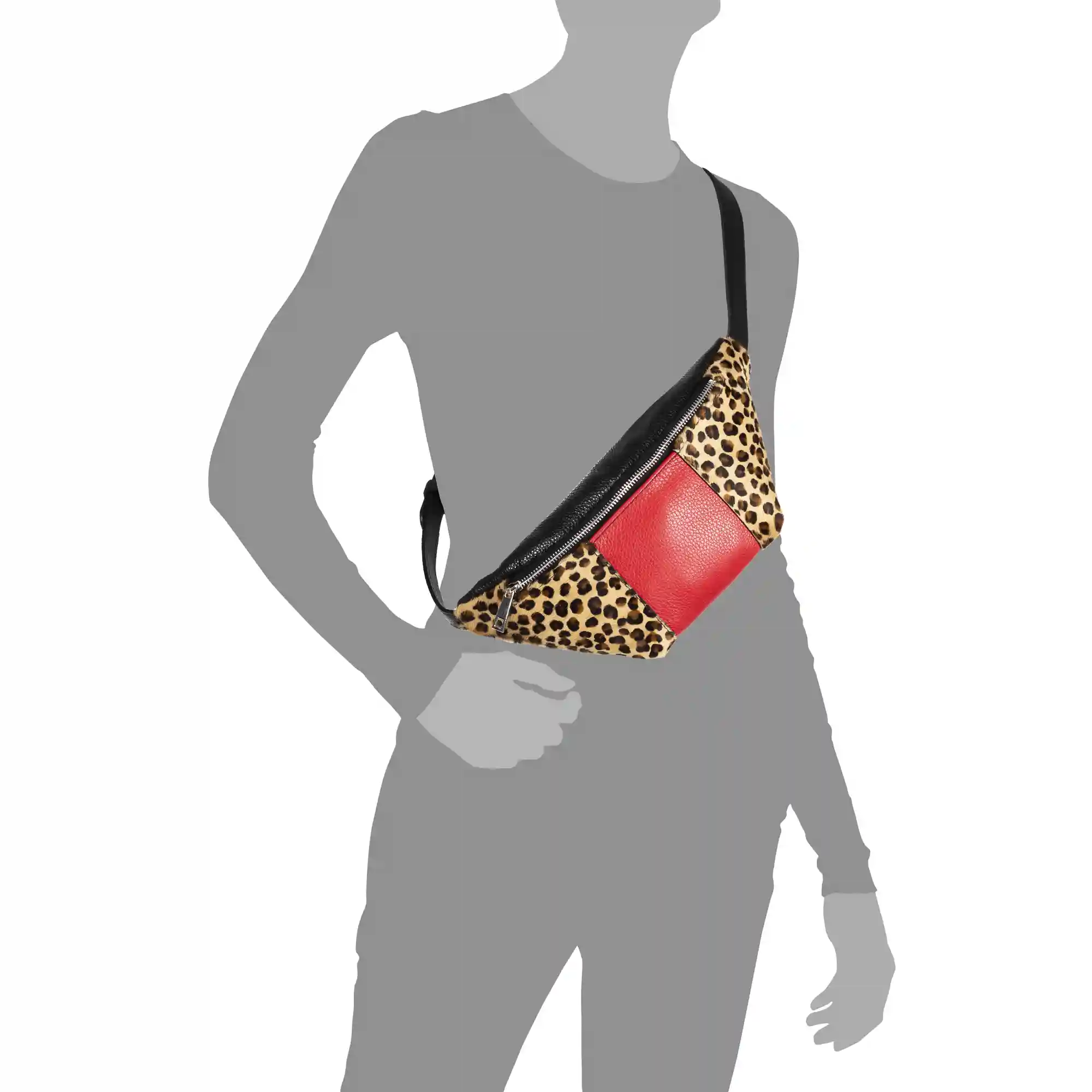 Firenze artegiani Arabela Riñonera de moda Unisex.Piel auténtica Cavallino Leopardo pq Dollaro Devoluciones gratuitas