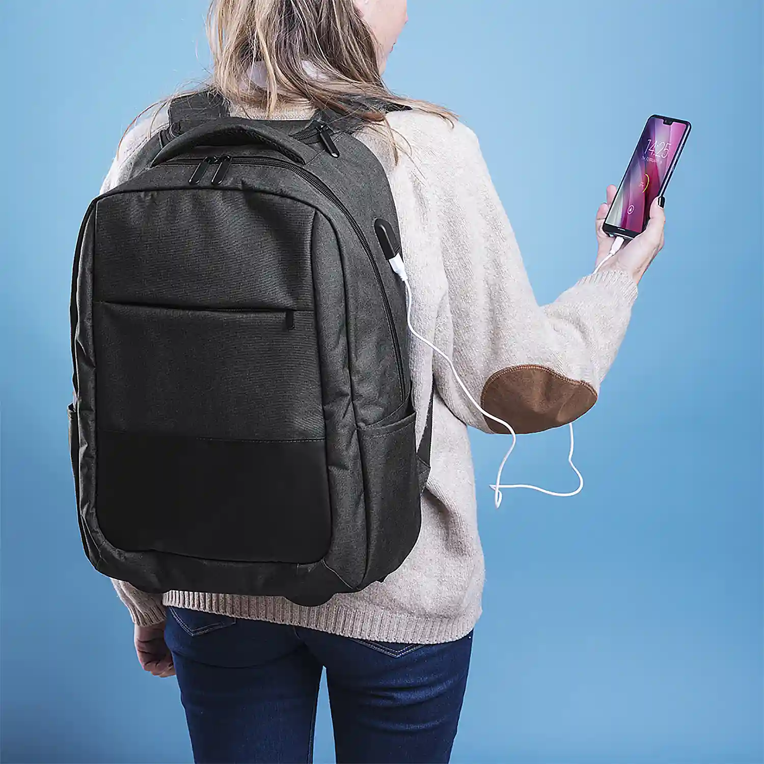 Firenze artegiani Mochila Trolley Conexión USB. Bolsillo Acolchado para Portátil. Cintas Acolchadas COMPRAR AHORA