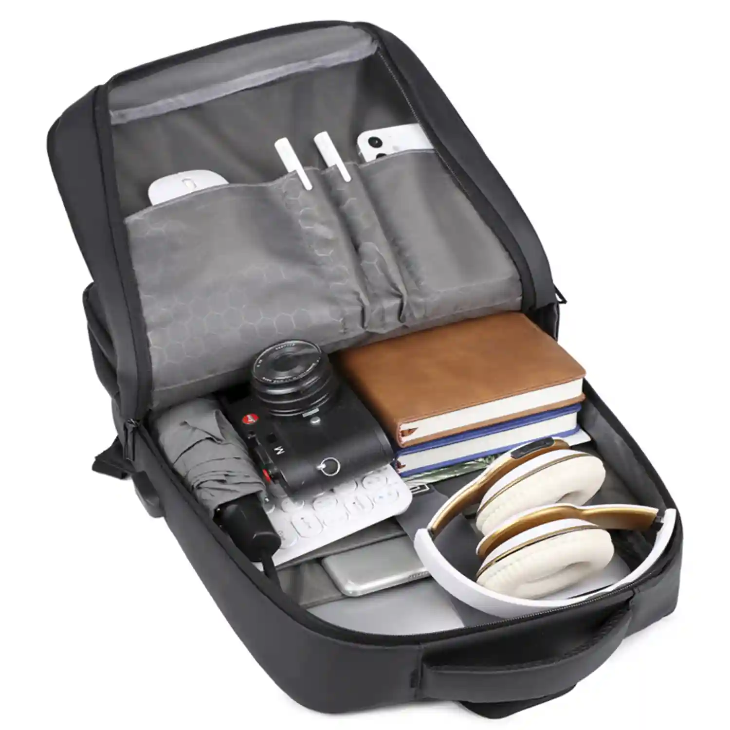 Firenze artegiani Mochila de viaje con gran resistencia impermeable y con conexión USB. Acolchada y ventilada Oferta especial de fábrica