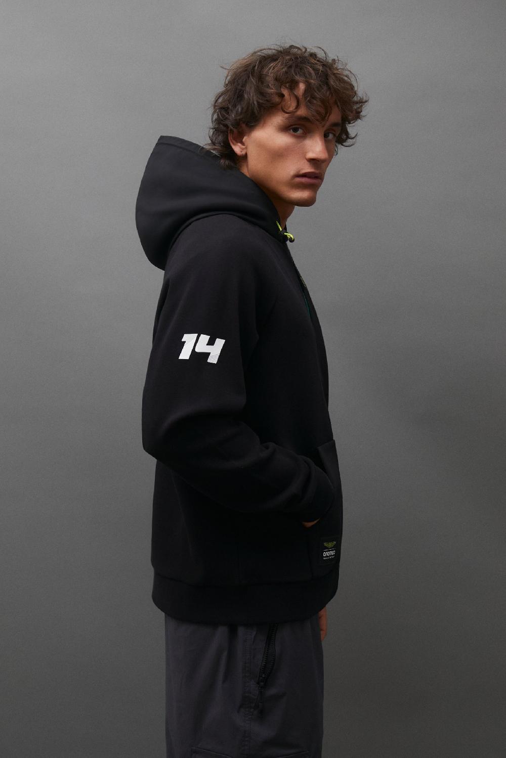 kimoa Aston Martin F1 Team x Kimoa Double Face Tech Zip Hoodie black Liquidación