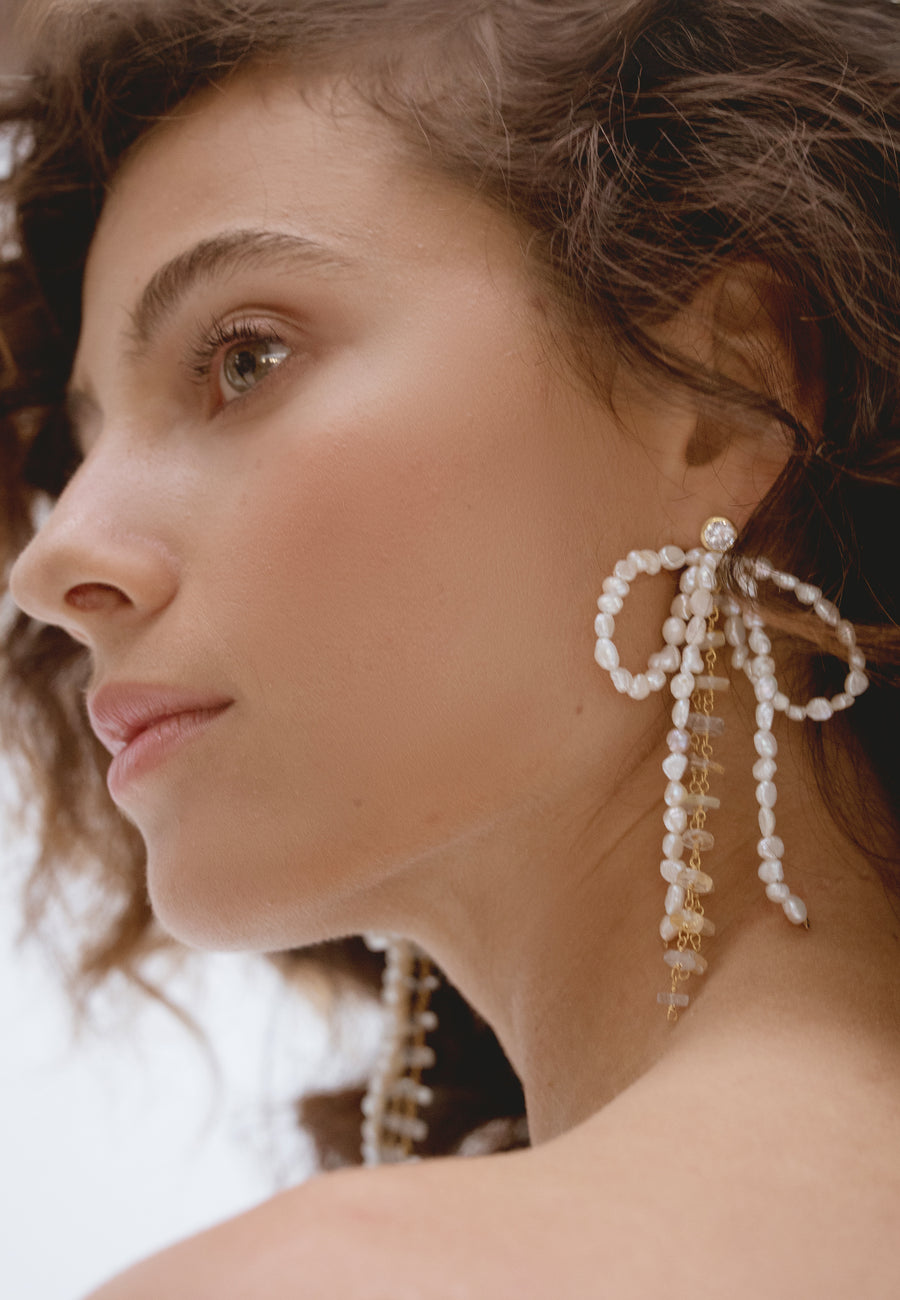 lavani Pendientes Lazo Perlas Aurora Descuento por venta flash