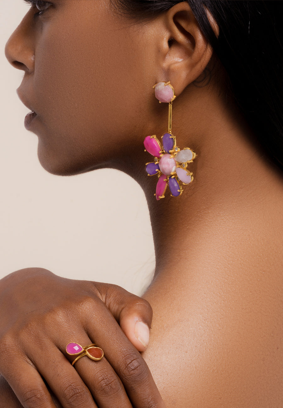 lavani Pendientes Hibiscus Fucsia Últimos 3 días
