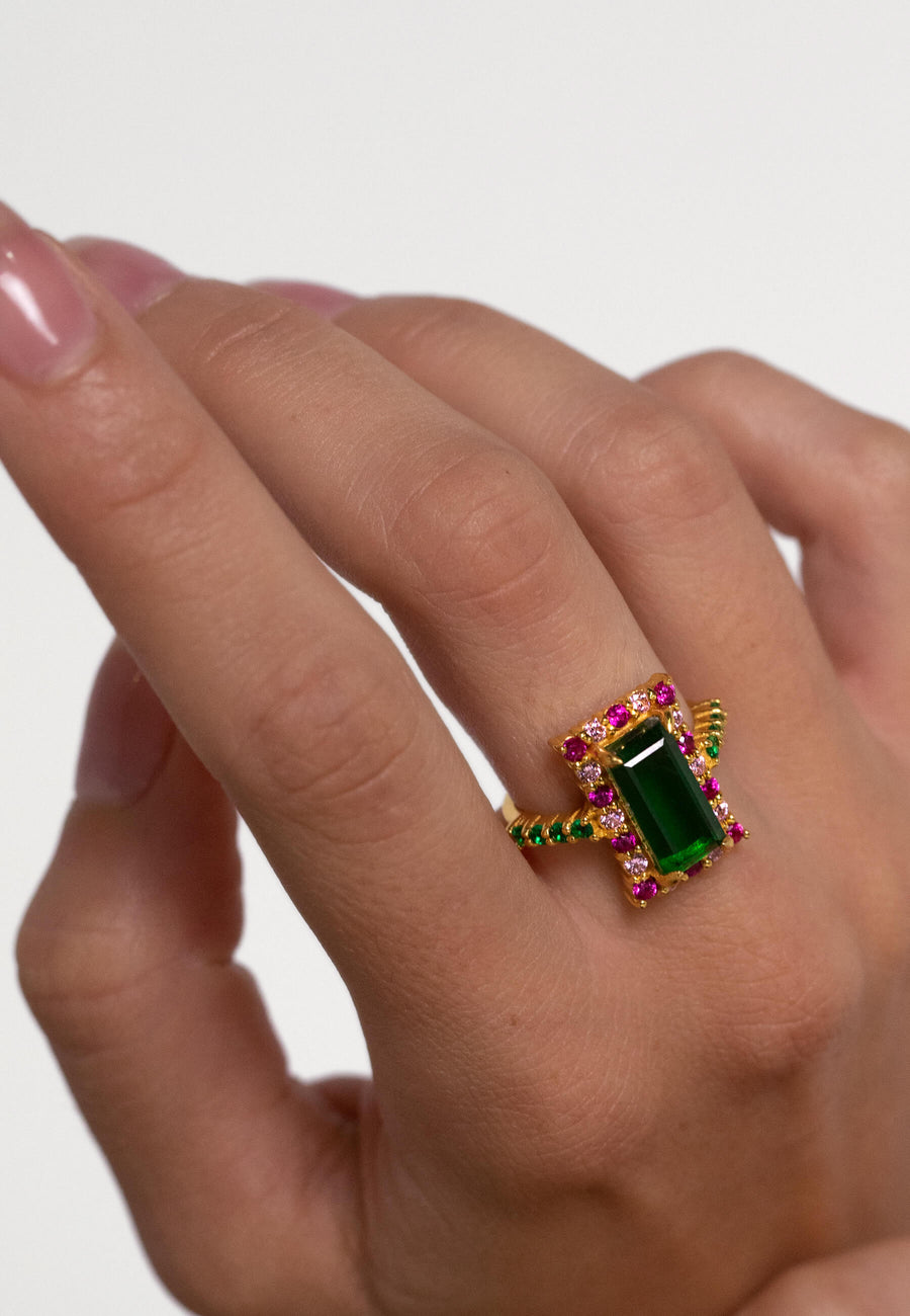 lavani Anillo Rivoli Fucsia y Verde Oferta exclusiva