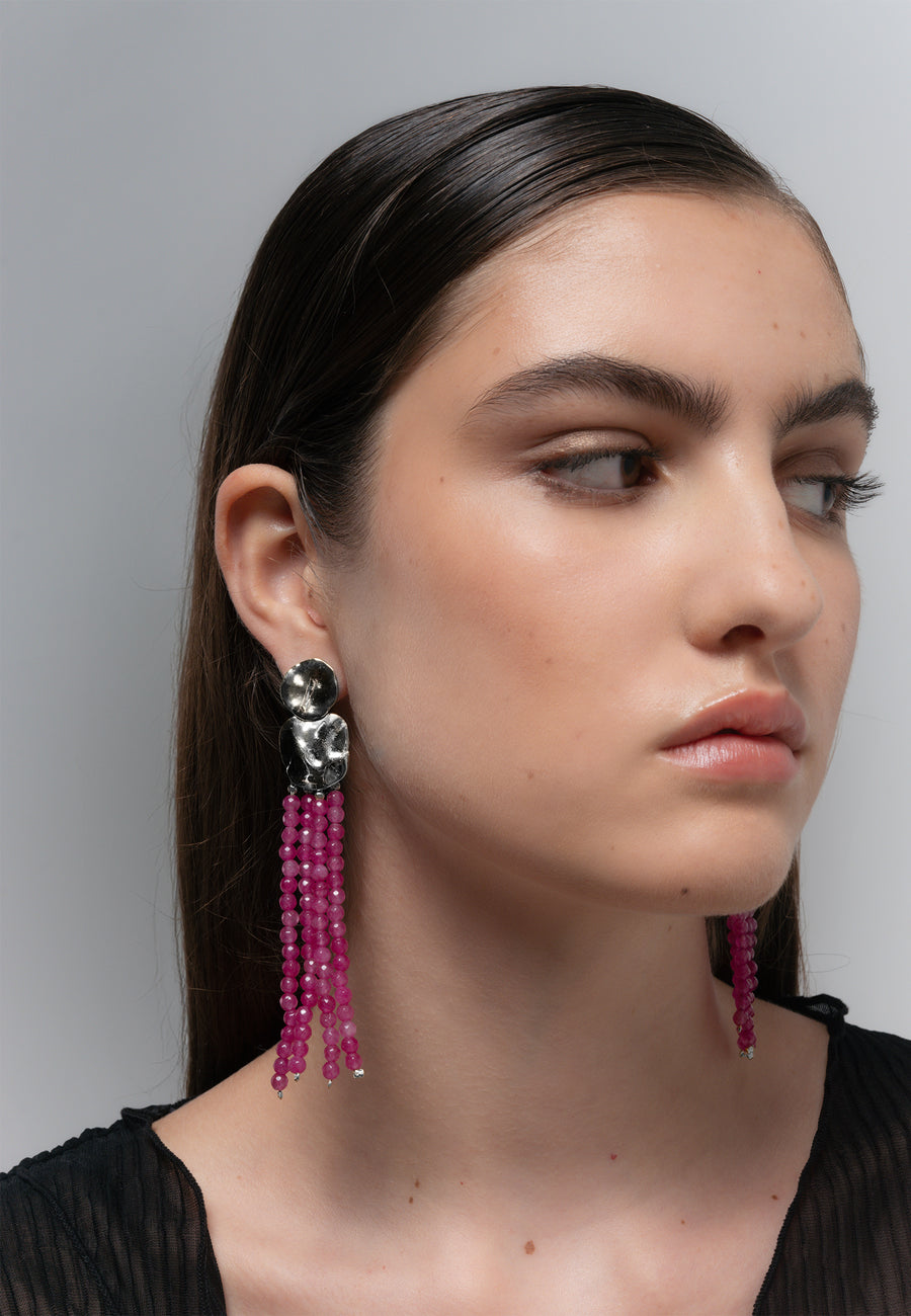lavani Pendientes Liliana Fucsias Plata 2025