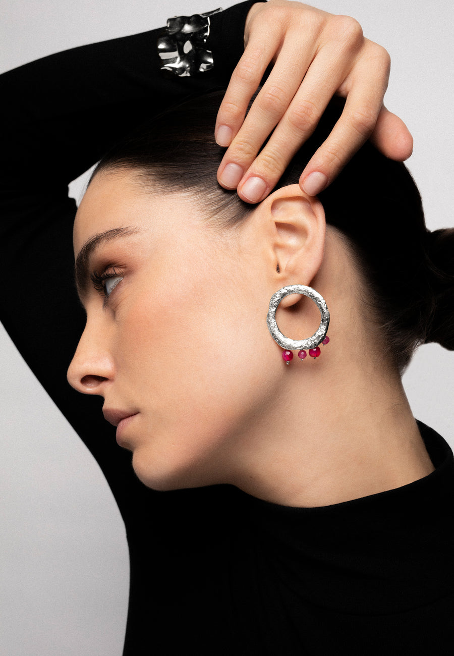 lavani Pendientes Adara Fucsia Plata Rebajas