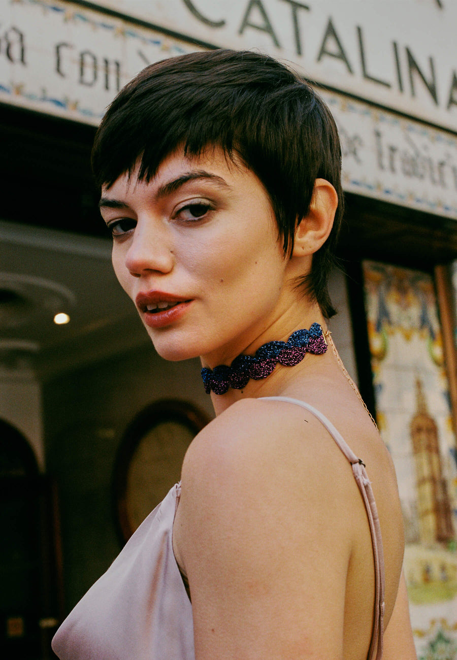 lavani Choker Vibrant Deyá Morado y Azul Precios de Black Friday