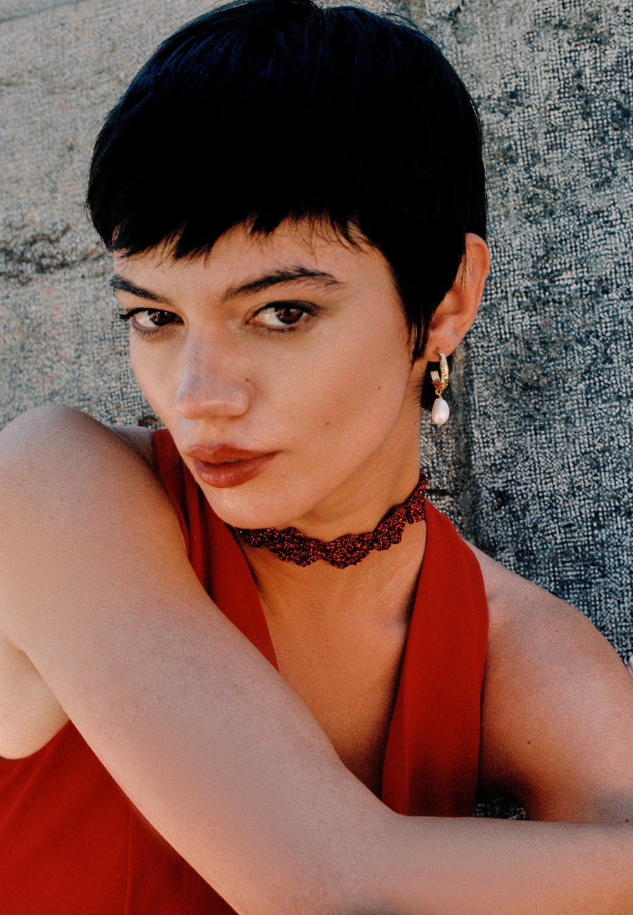 lavani Choker Clover Gertrudis Rojo Libre de impuestos