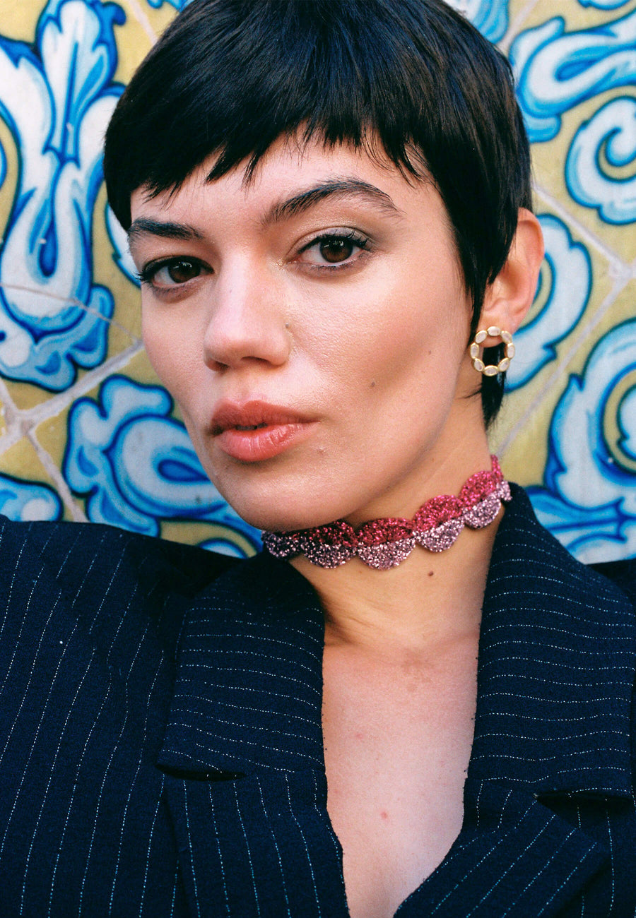 lavani Choker Ball Savina Malva y Fucsia Oferta exclusiva