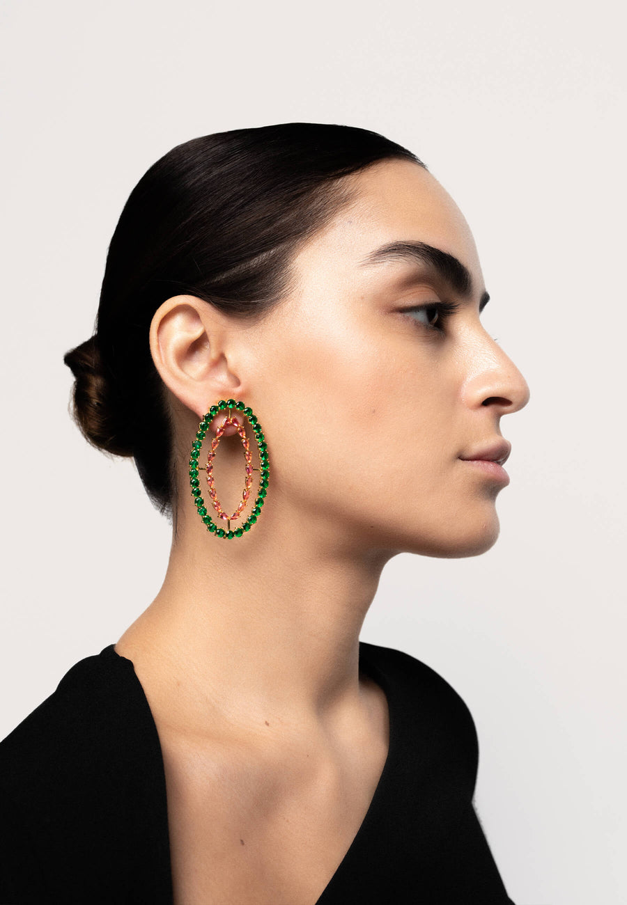lavani Pendientes Rivoli Fucsia y Verde ÚLTIMAS EDICIONES